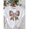 thumbnail image 1 of Camiseta de manga corta con lazo y estampado de leopardo, rosa - una camiseta estampada de moda para mujer en primavera y verano, tu mejor opción, 1 of 6