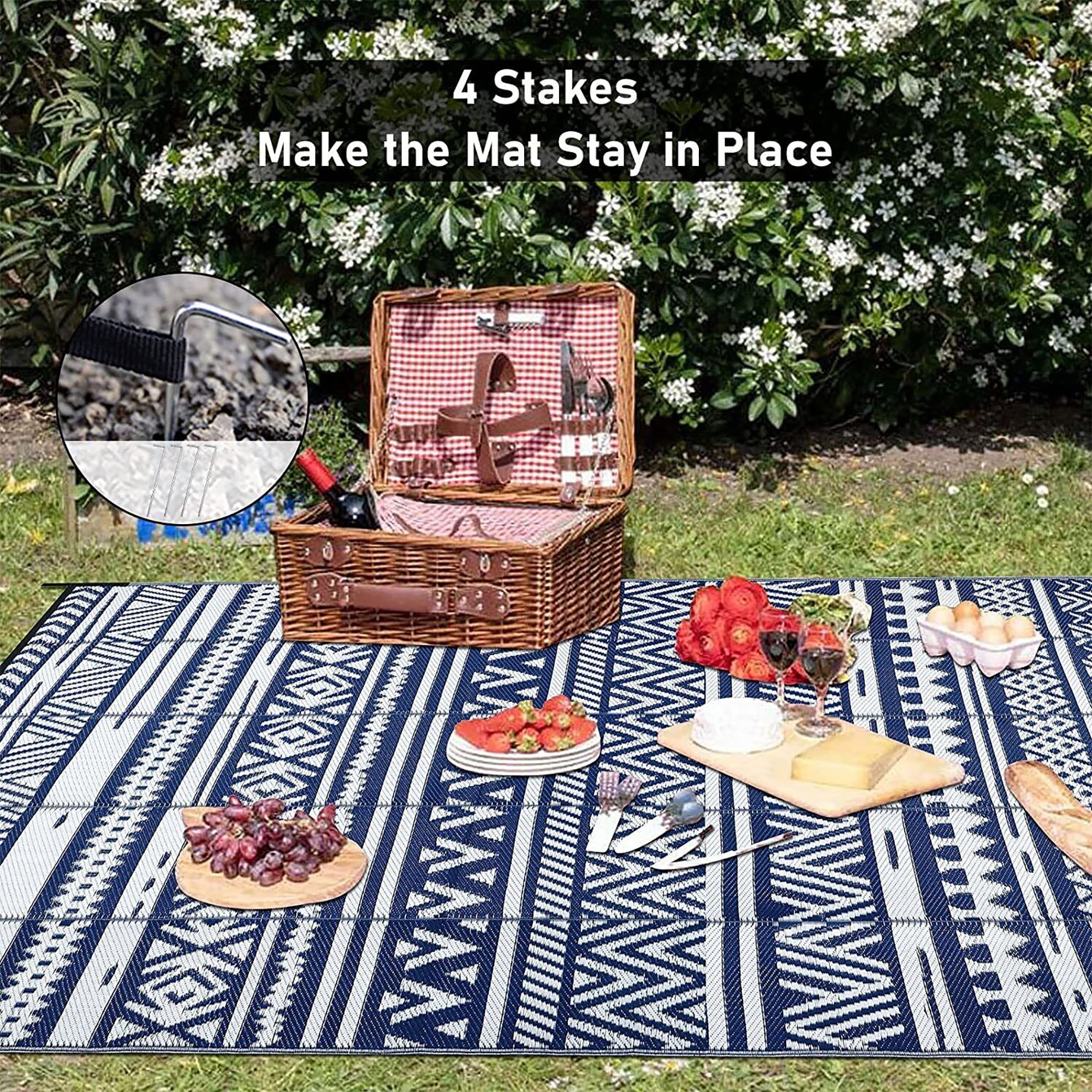 YouLoveIt Reversible Mats Outdoor Rug Carpet 9'x12' Portable Plastic Straw Rug Outside Indoor