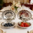 thumbnail image 3 of Jiibva Stainless Steel Shell Shaped Dessert Dish Metal Snack Tray Jewelry Storage Plate Metal Dessert Dish Table Decoration, 3 of 7