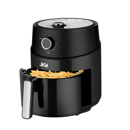 

JKM Air Fryer 4.7 Quart mechanical Air Fryer Oven Adjustable Timer & Temp No Oily Smoke Frying Cooking Auto Shut Off 1500W Black