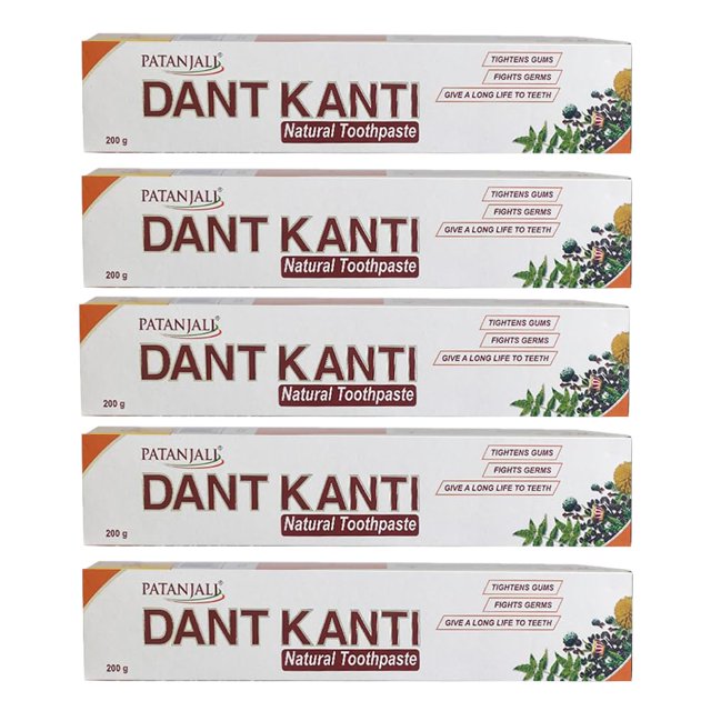 Pasta de dientes Patanjali Dant Kanti 200 g (paquete de 5)