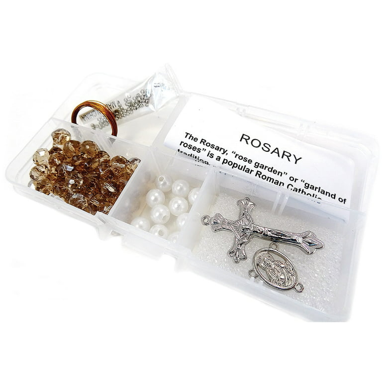 Rosary Kit, Silver Catholic Prayer Beading Kit, First Communion