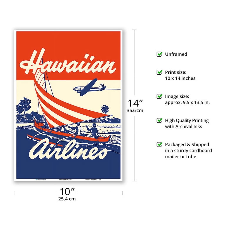 Hawaiian Airlines - Hawaiians in Outrigger Canoe (Wa'a) - Vintage