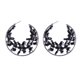 thumbnail image 1 of Pendientes de aro con forma de flor brillante y diamantes de imitación para mujer, modernos y redondos (negros), 1 of 1