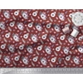 thumbnail image 3 of Soimoi Toile de Coton Rouge Feuilles & Anémone Imprimé Floral par la Cour 42 Pouces de Large, 3 of 5