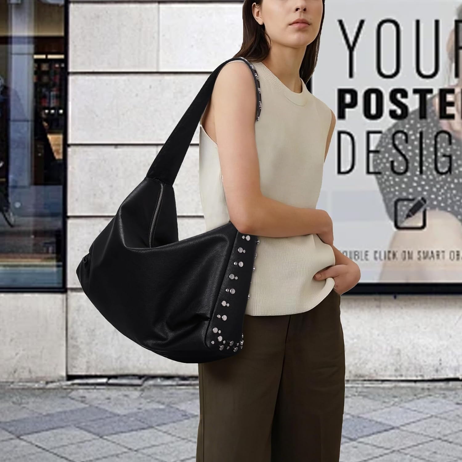 【Y2K】archive leather shoulder bag studs Y2K】archive leather shoulder bag studs Y2K Archive Leather