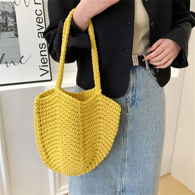 Bolso de mano para mujer, bolso de cubo, bolso de mano de verano, bolso de mano tejido para playa, bolso de mano para mujer (amarillo)