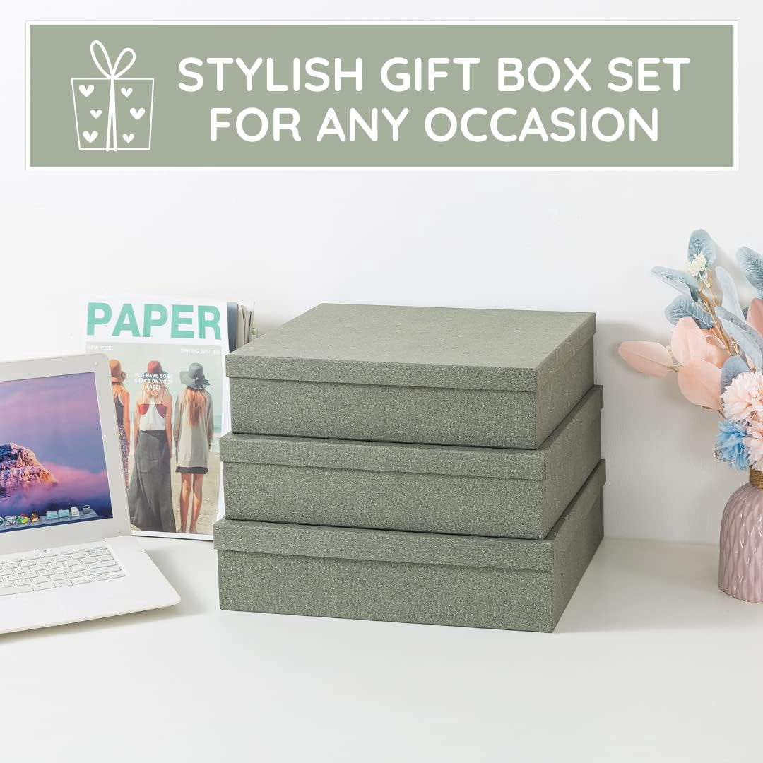 Decorative Storage Boxes with Lids, Paper Storage Box Set for Keepsakes and Photos, Decorative Boxes for Home Decor, Stationery, Office Organizers
