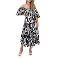 thumbnail image 2 of Fankiway Femmes Casual Confortable Couleur Sexy Poitrine Longue Robe à Manches Courtes Robe à Col Rond Plus des Robes de Taille pour les Femmes Courbes Robes de Printemps pour les Femmes 3640, 2 of 6