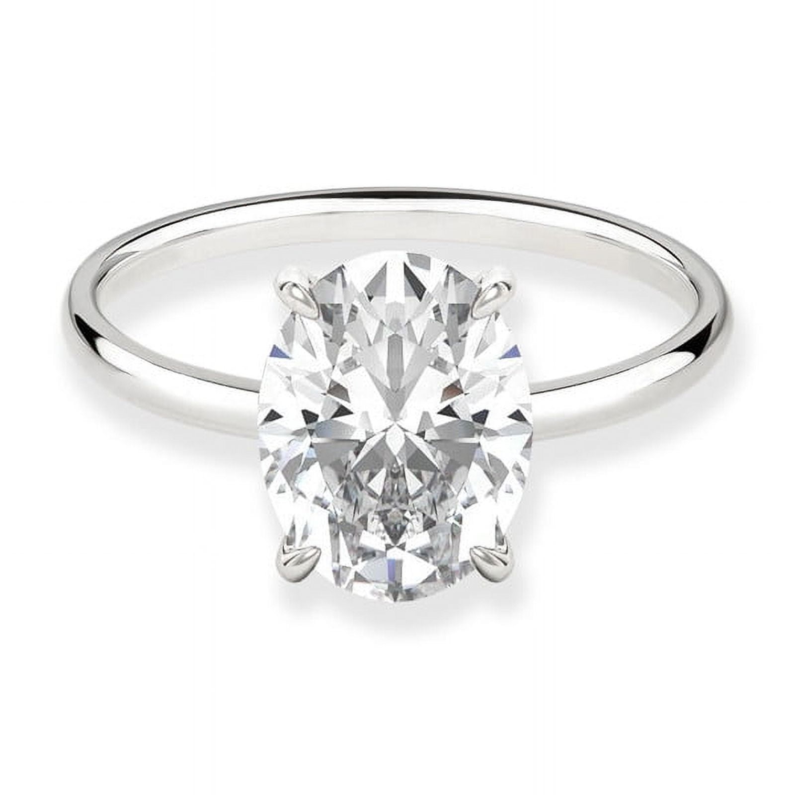 Cora Jewellery 3CT Oval Moissanite Hidden Halo Engagement Ring For Women, 18K White Gold