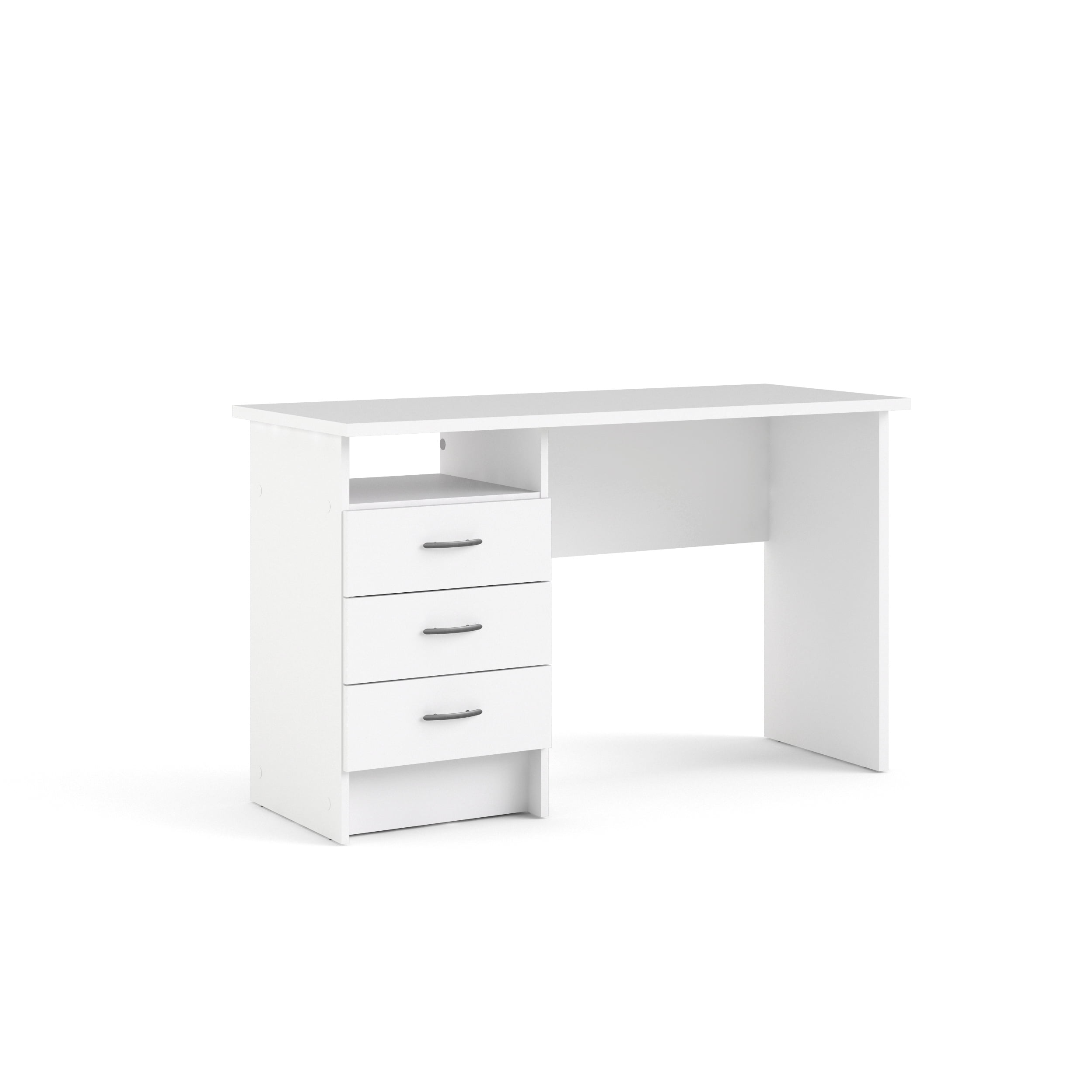 Tvilum Whitman 3 Drawer Office Desk with 1 Shelf for Adults, White