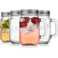 thumbnail image 2 of Glaver's Mason Jar 16 Oz. Glass Mugs with Handle and Lid Set Of 4 - Home & Beyond - Old Fashioned Drinking Glass Bottles Original Mason Jar Pint Sized Cup Set., 2 of 16