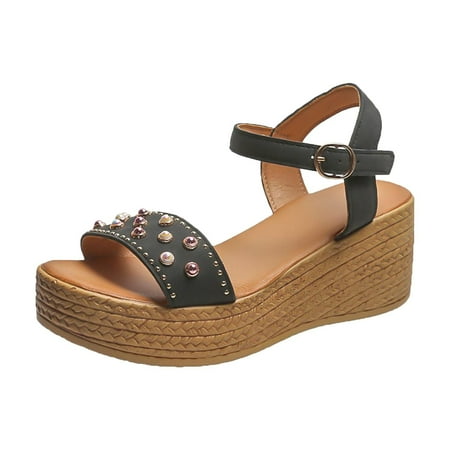 

Women Flat Sandals Cute Boho Sandals 2023 Travel Slide Sandals Wedding Dresssy Low Wedge Sandals Summer Beach Oceanside Holiday Sandals