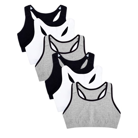 Fruit of the Loom Women's Built Up Tank Style Sports Bra, Heather Grey W. Black/White/Black/Heather Grey W. Black/White/Black, 42