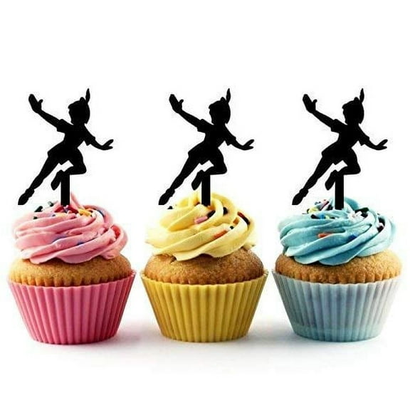 Whimsical Practicality's Peter Pan Silhouette Acrylic Cupcake Toppers 12 pcs