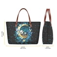 thumbnail image 3 of ZUXONGSY Floral Panda Moon Star Print PU Wallet and Tote Bag Set of 2 for Women Portable Top Handles Shoulder Bag Top Handle Tote Bag with Cash Wallet for Shopping Excursions Outings, 3 of 5