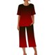 thumbnail image 4 of Conjunto de Pijama de Mujer Estampado Cuello Redondo Camiseta de Manga Corta Y Pantalones, Ropa de Salón con Bolsillos, 4 of 9