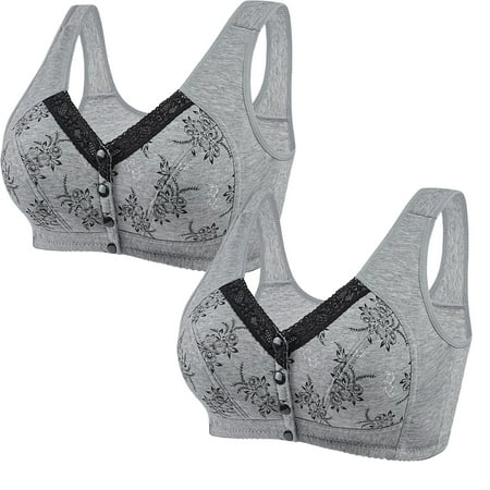 Audhol Everyday Bras Women Lace Front Buckle Prints Underwear without Rims Vest Lace Plus Size Bra Underwear Front Closure Bras for Women Clear M
