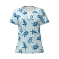 thumbnail image 2 of Uemuo Turtle Drawing Women's Deep V-Neck Low Cut Tops - Casual Loose Fit with Stainless Steel Loop, Soft, Breathable, Perfect for Office, Travel, and Daily Wear-Small, 2 of 5