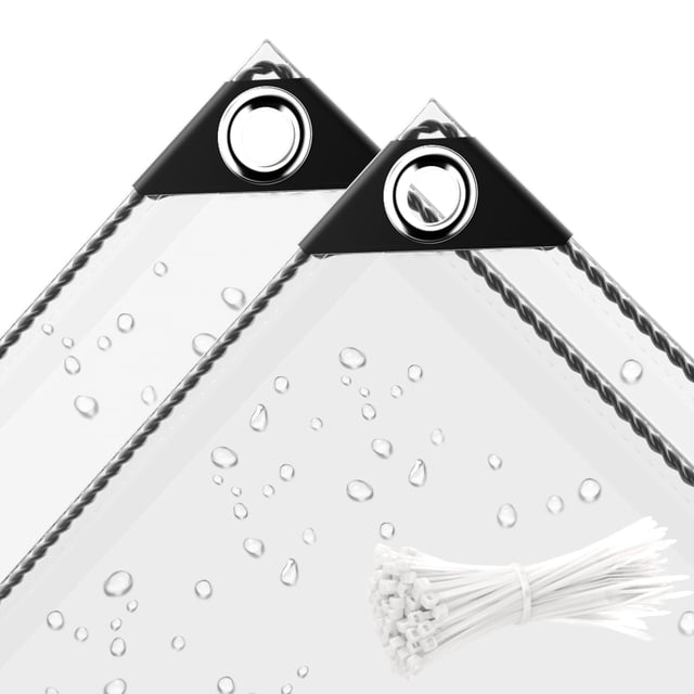 Lona impermeable transparente de PVC de 8 x 13 pies, lona de 11,8 mil con ojales y bridas para cables, cubierta resistente al desgarro para plantas de camping, invernadero, automóviles, patio y pabell