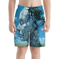 thumbnail image 2 of Cauagu Cracked Earth Head Tree Print Swim Trunks for Men,Youth Boys Swim Shorts Compression Liner Beach Shorts Boys' Swimming Shorts 7-20 Years Bathing Suit-Large, 2 of 7
