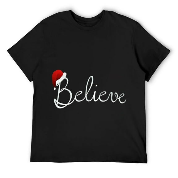 Mens Believe Christmas Shirt - Best Santa Christmas Tee T-Shirt Black