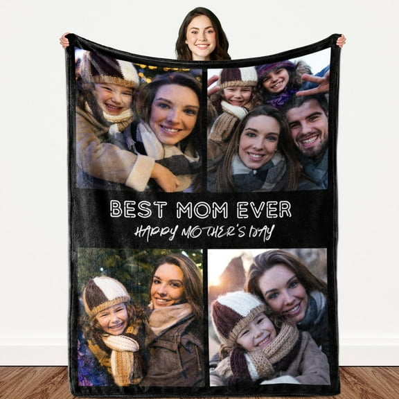 Personalized I Love You Photo Blankets for Mom Gifts from Daughter Son Custom Mothers Day Blankets with Photos Collage for Mom Blankets with Picture Customized Blankets
