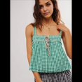thumbnail image 4 of Camiseta Sin Mangas Y2K para Mujer, con Tirantes Finos, Peplum, Sin Mangas, con Lazo en la Parte Delantera y Bajo con Volantes, Ropa de Calle. Verde Esmeralda L, 4 of 8