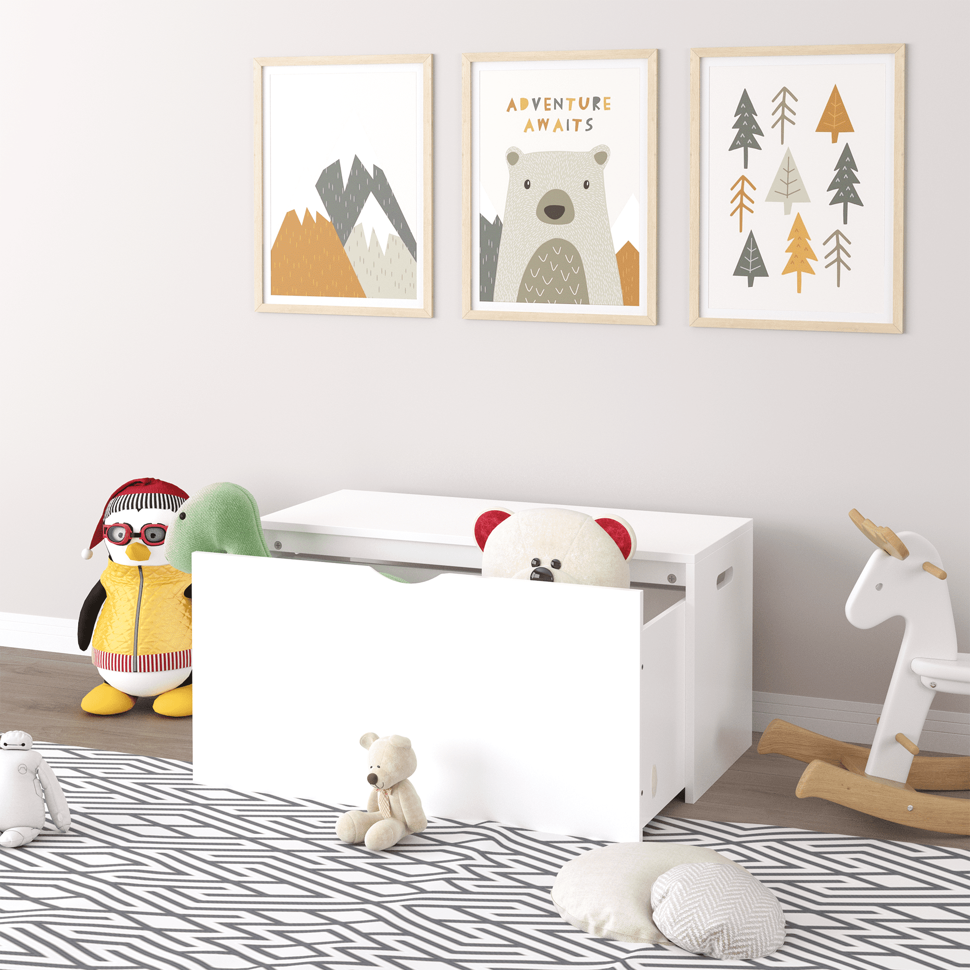 Leumius Kids Toy Storage Cabine with Rolling Drawer,Modern Wooden Toy Chest Organizer for Playroom,Living Room,Bedroom,W