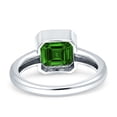 thumbnail image 3 of Bezel Set 8mmX8mm Asscher Women Engagement Ring Simulated Green Emerald 925 Sterling Silver, 3 of 5