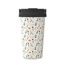 Logiee Mini Wildflower Watercolor Print Stainless Steel Coffee Tumbler, Travel Coffee Mug, Insulated Coffee Mug with Lid, Spill Proof Coffee Cup, Portable Thermal Mug