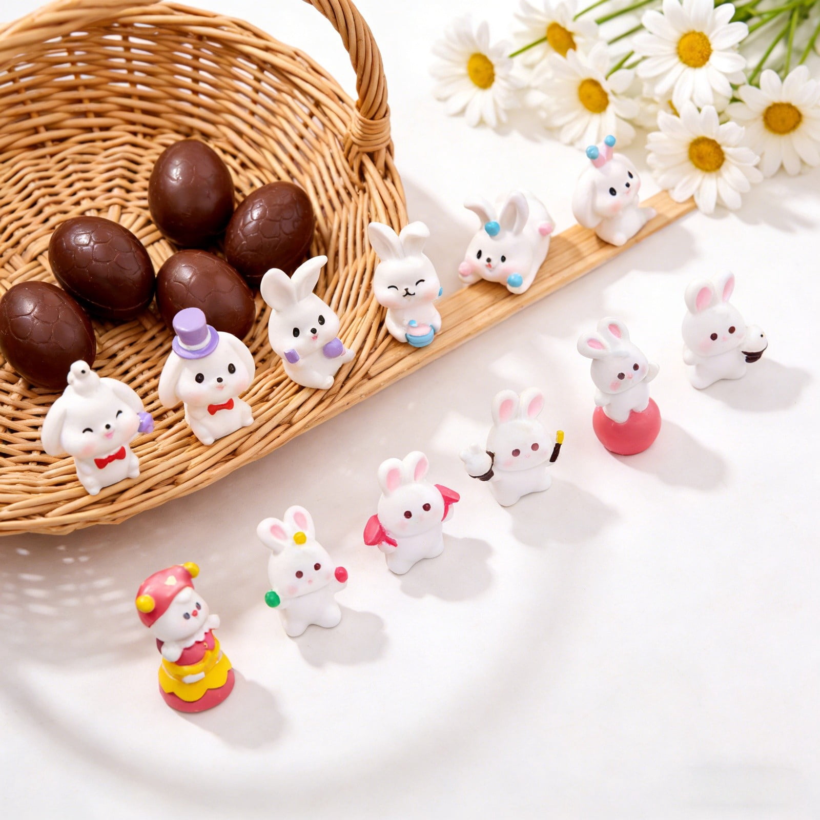 12/24-Piece Easter Egg Bunny Ornament Set, Each Egg Contains A Hidden Mini Bunny Ornament For Kids' Egg & Easter Fun, Ideal For Family Gatherings, School Events, Parties,