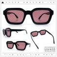 thumbnail image 2 of Retro Thick Plastic Minimal Rectangle Hipster Fashion Sunglasses Black - Burgundy, 2 of 7