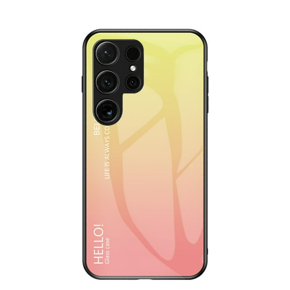 ELEHOLD Case for Samsung Galaxy S24 Ultra, Lightweight Gradient Glass Case Ultra Slim Shockproof Cover,Yellow