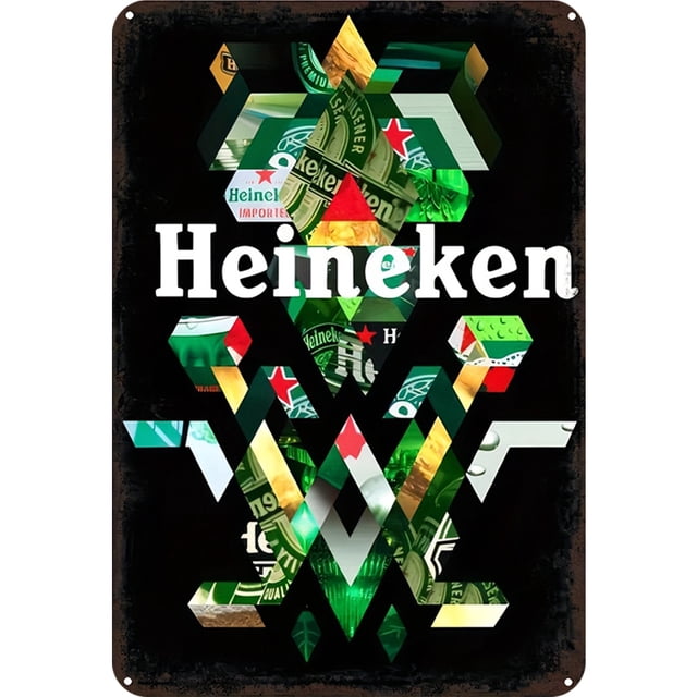 Chapa Heineken Metal Vintage Pintura Hierro Rectangular Barra Pared 20x30cm