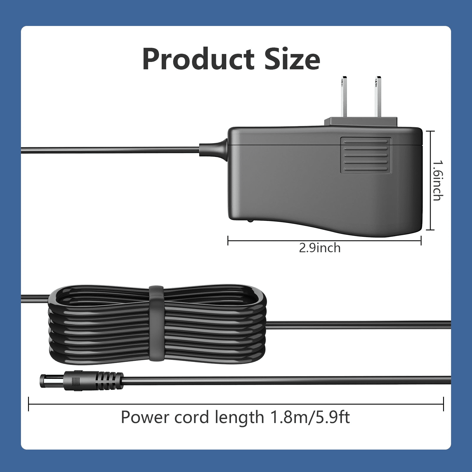 xzyuan 12V Charger for Bullseye Tire Inflator Air Compressor Compatible with EMSON 1745 9475 2441 Bullseye Pro Tire Inflator Portable Air Compressor, Car Tire Inflator Portable 12V AC Charger Adapter