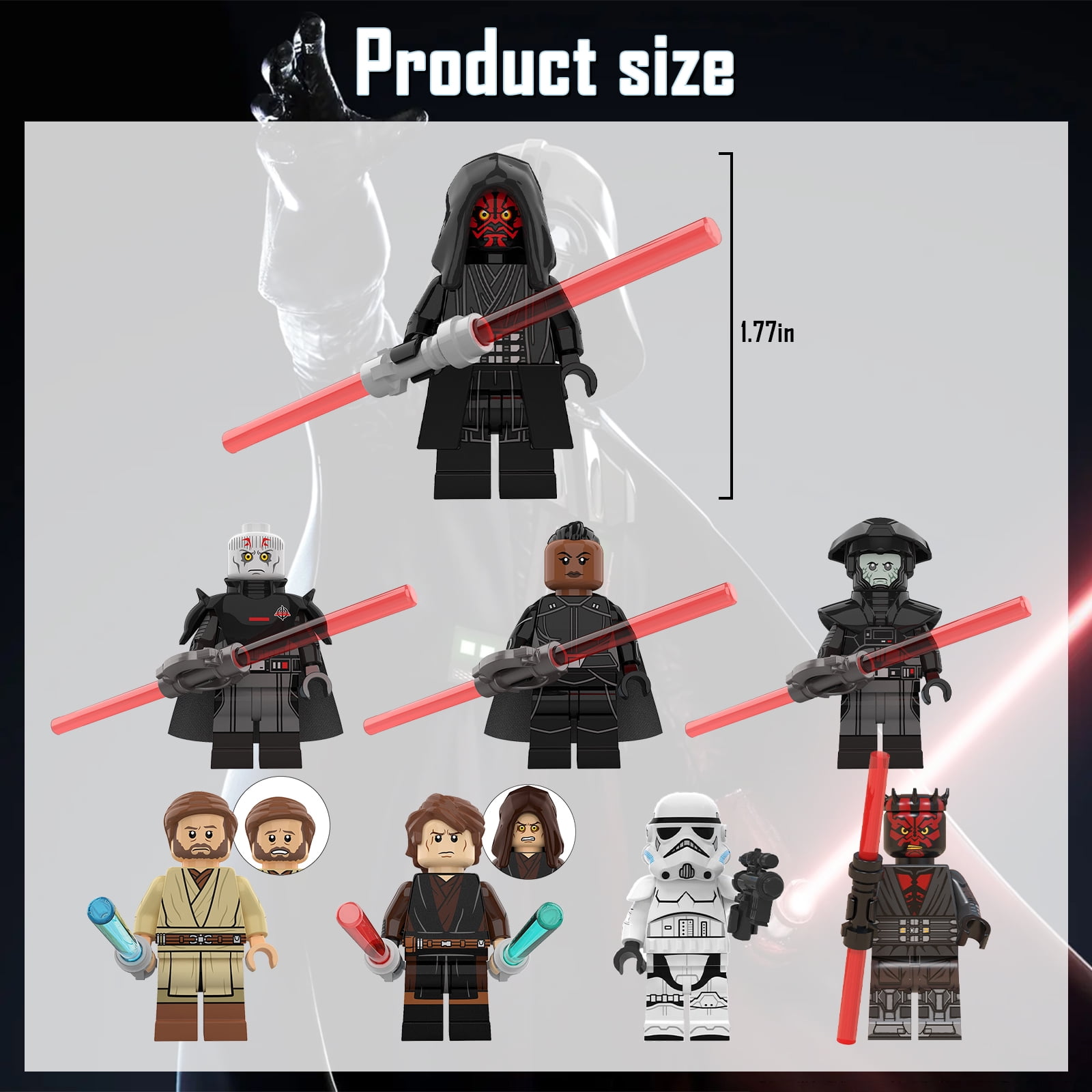 DESO 8PCS/SET SPACE WARS LEGO FIGURES COLLECTION SITH JEDI KNIGHT CLONE WARS  SOLDIERS TROOPERS DARTH VADER C-3PO DARTH MAUL BRICKS BLOCKS FIGURES  MINIFIGURES TOYS COME WITH CARD COMPATIBLE WITH LEGO - GTIN/EAN/UPC