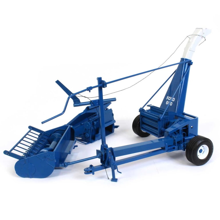 Ford 680 Forage Harvester with Hay Head and Corn Head Blue Classic