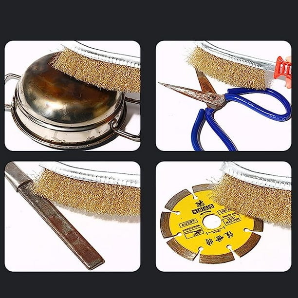 3 Nylon Handheld Wire Brushes Brass Stainless Steel Large Brass Cleaning Brush for Wood Welding Slag Cleaning Rust Removal