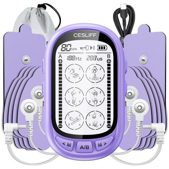 TENs Unit Muscle Massager with Dual channels, 24 Modes & Reusable Pads.Rechargeable Device for Daily Use