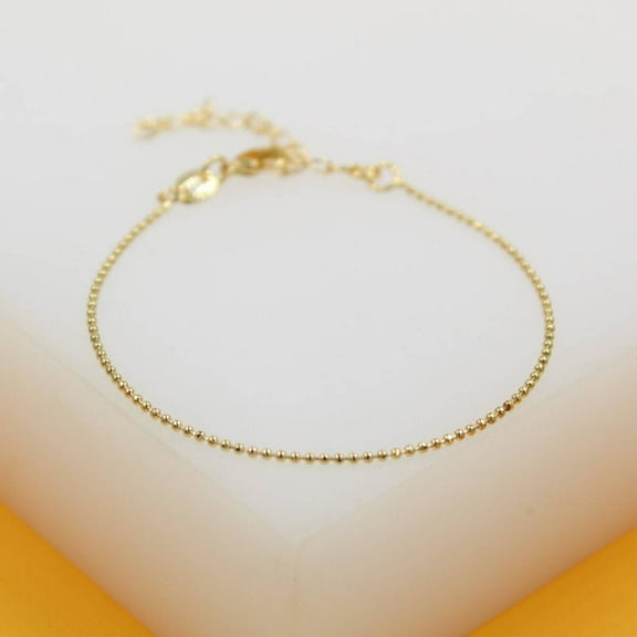 18K Gold Filled 1mm Ball Bracelet (I367)
