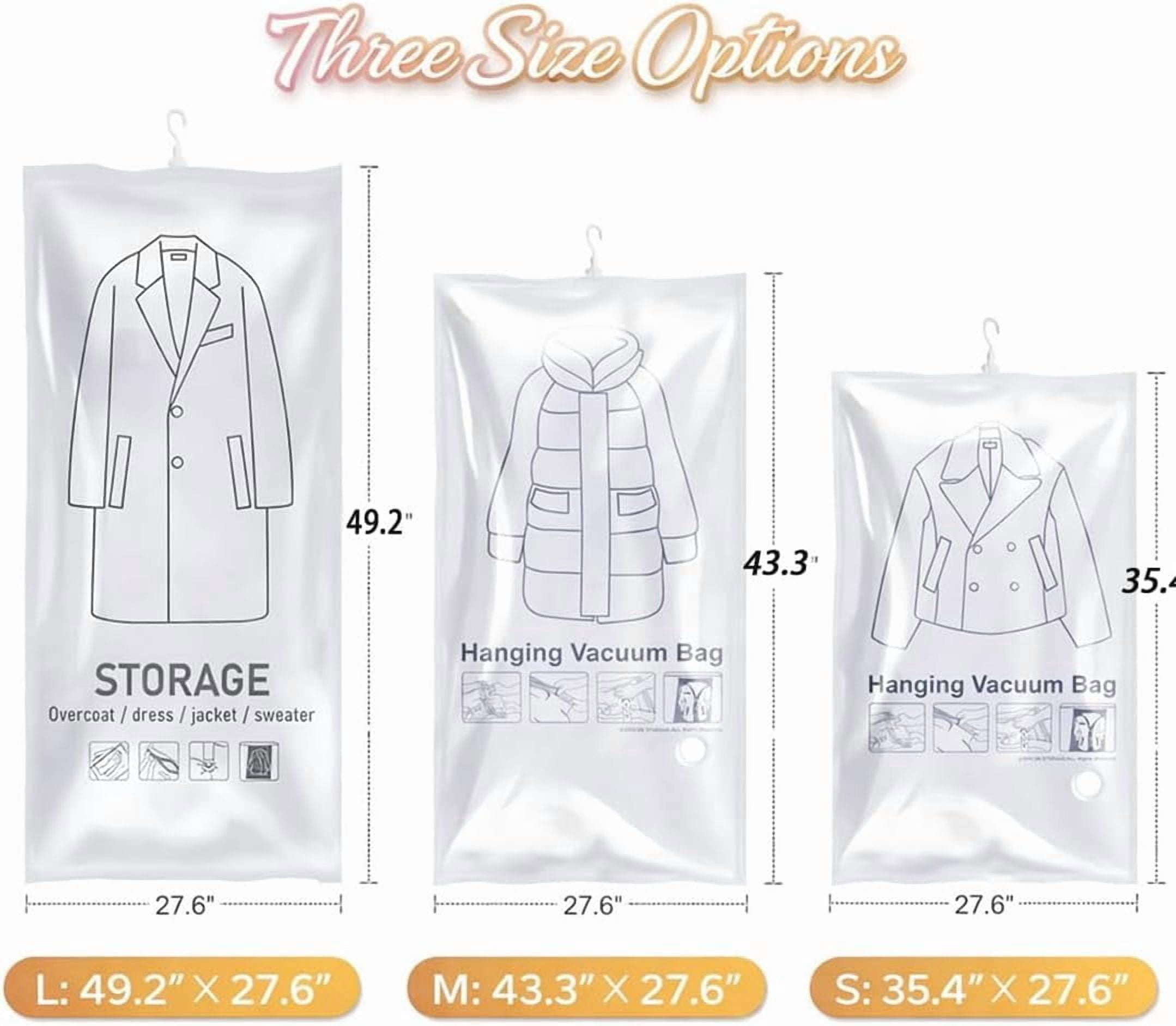 Hanging Vacuum Storage Bags Reusable for Coats Suits