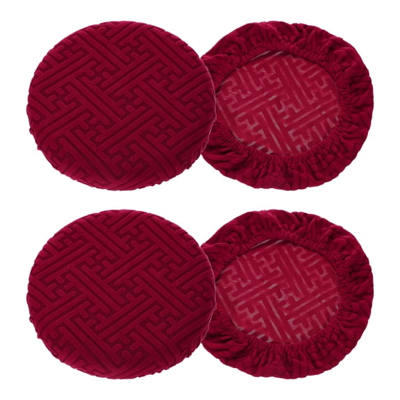 4Pack Bar Stool Covers Round, 12-14" Elastic Stool Seat Slipcover, Red