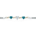 thumbnail image 2 of 925 Silver and 10K Yellow Gold White Moissanite and London Blue Topaz and Lab Grown Diamond Bracelet for Women | 3.35 Cttw | Gemstone Birthstone | Heart Shape 7MM | 6.5/7/7.5 inch, Made in Italy, 2 of 5