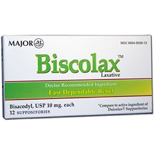 213MJRX MAJOR BISCOLAX LAXATIVE SUPP 10MG BISACODYL10 MG White 12 CT UPC 309045058121 (PACK of