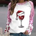 thumbnail image 1 of TIMIFIS Hauts de Noël pour Femmes Décontractés Mignons Verre de Vin Chapeau de Père Noël Imprimé Col Rond Chandail Chandails en Molleton Manches Longues Hiver Cadeaux de Noël, 1 of 4