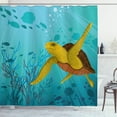 thumbnail image 1 of Ambesonne Ocean Shower Curtain, Cartoon Turtle Coral, 69"Wx70"L, Turquoise Mustard Brown, 1 of 3