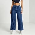 thumbnail image 6 of Qulqfy Baggy Womens Jeans 2026 High Waisted Wide Leg Dark Blue Petite Straight Leg Stretchy Denim Pants S, 6 of 9
