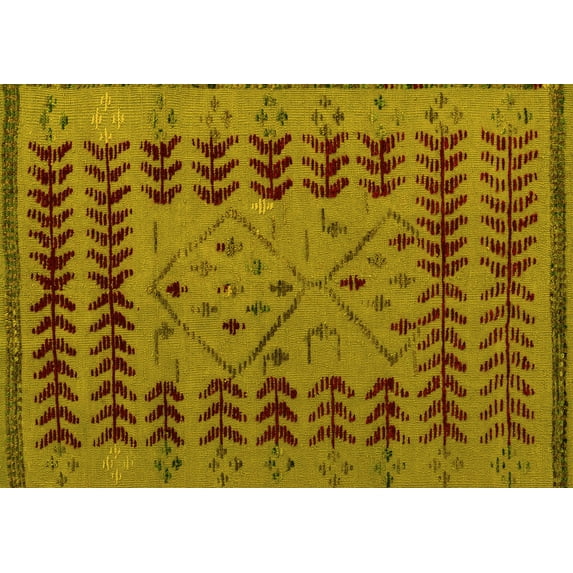 Ahgly Company Machine Washable Indoor Rectangle Abstract Yellow Modern Area Rugs, 7' x 10'