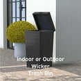 thumbnail image 2 of Hearth & Harbor 35 Gallon Outdoor Trash Can with Lid, Hideaway Wicker Rattan Garbage Can, Black, 2 of 8
